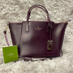 💥Kate Spade | Turner Road | Large Loryn | Leather Crossbody Tote Bag in Plum